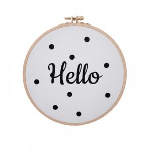 Cadre HELLO blanc et noir pailletée