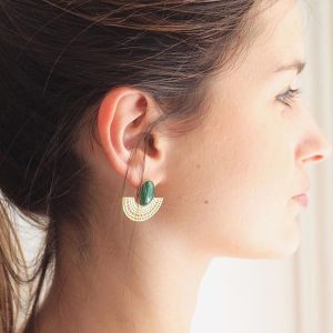 Boucles d'oreilles Aztèque Malachite – Image 2