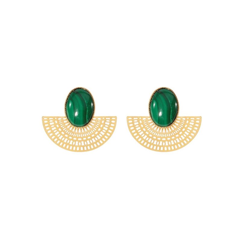 Boucles d'oreilles Aztèque Malachite