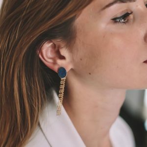 Boucles d'oreilles Pierre 4 Chaînes – Image 2