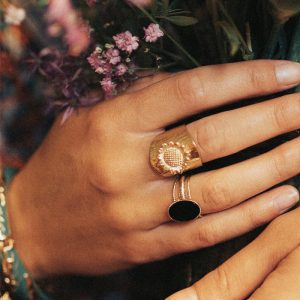 Bague Ambre Onyx noir – Image 2