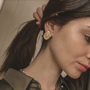 Boucles d'oreilles 1930 Nacre Grise